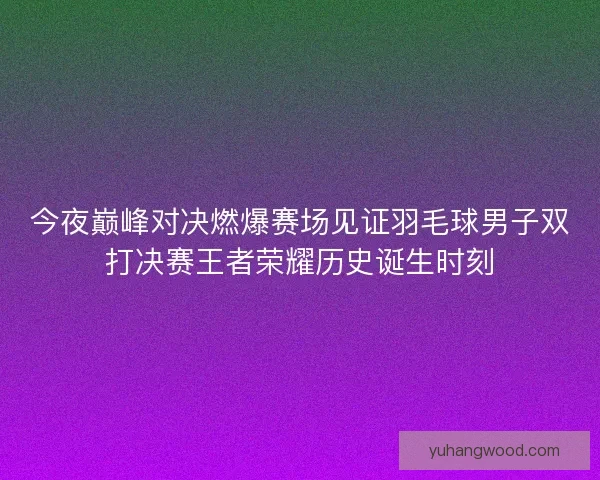 今夜巅峰对决燃爆赛场见证羽毛球男子双打决赛王者荣耀历史诞生时刻