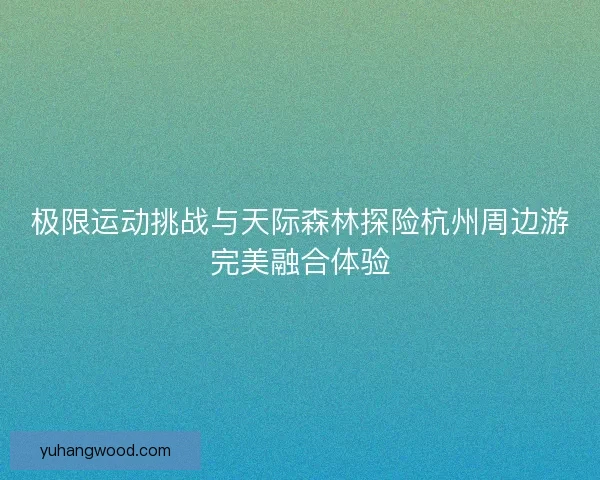 极限运动挑战与天际森林探险杭州周边游完美融合体验