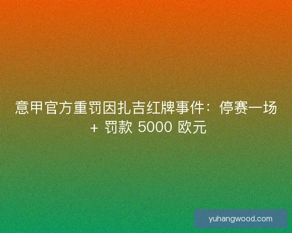意甲官方重罚因扎吉红牌事件：停赛一场 + 罚款 5000 欧元